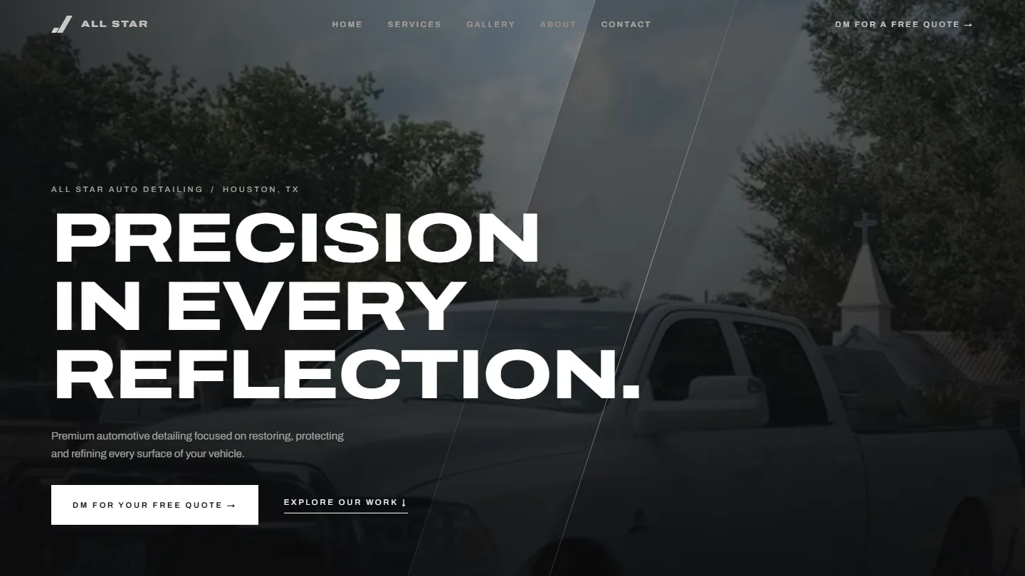 All-Star Auto Detailing homepage hero — Houston detailing brand presence and service hierarchy
