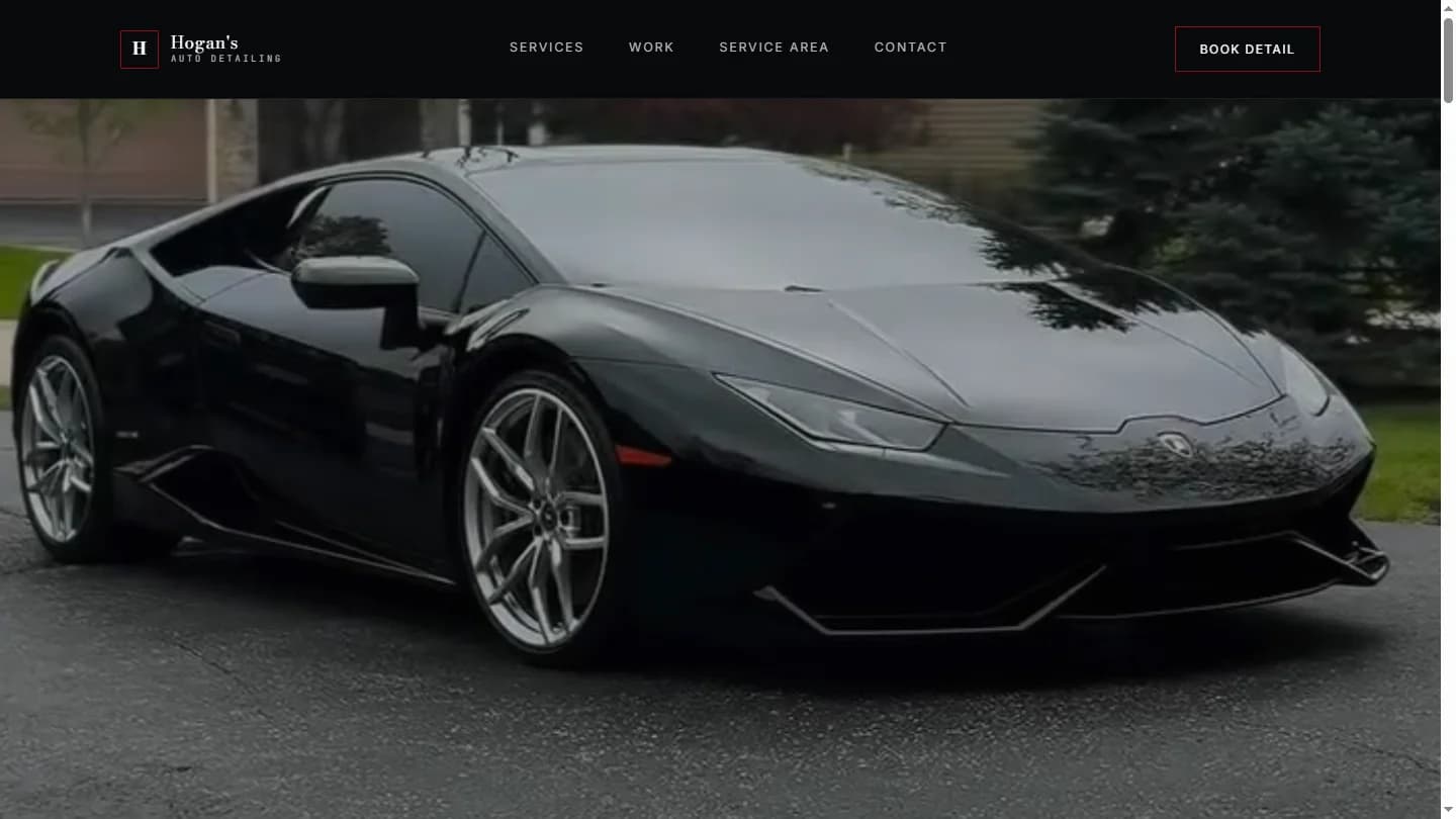 Hogan's Auto Detailing homepage hero — North Idaho mobile detailing with luxury vehicle collage